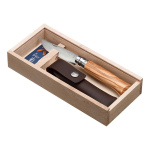 Opinel No 08 Taschenmesser mit Etui in Holzbox - Olivenholz