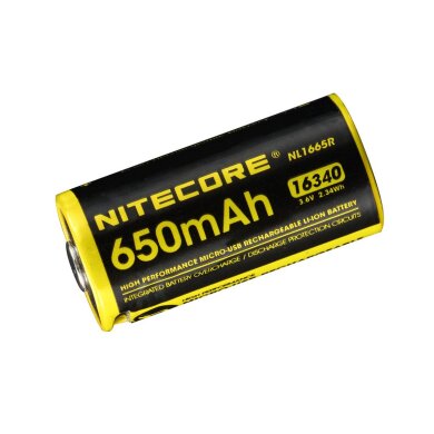 Nitecore NL1665R 16340 RCR123A Li-Ion Akku 3,7V 650mAh mit USB