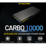 Nitecore CARBO10000 Powerbank 10.000mAh - Carbonschwarz