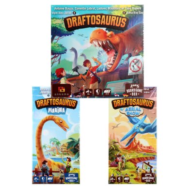 Board Game Box Draftosaurus + Marina + Aerial Show - Set Grundspiel + Erweiterung